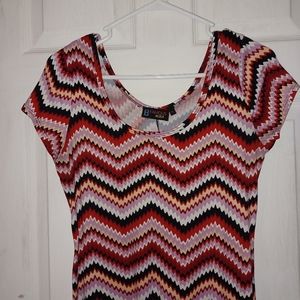 Chevron Milticolor T Shirt Dress